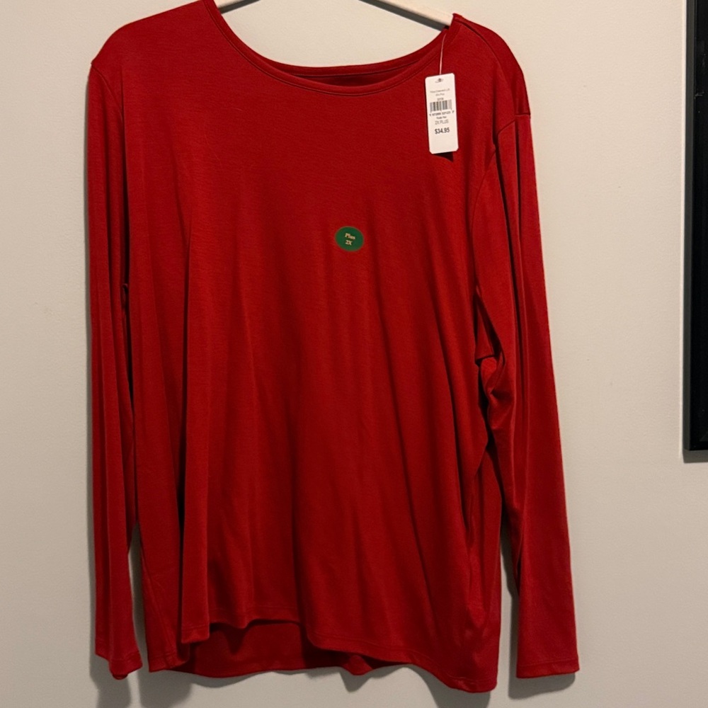 L.L. Bean Women's 2X-Plus Red Cotton Top